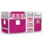 High bed for children with pink pine wood curtains 90x190 cm by , Beds and slatted bases - Ref: Foro24-3283831, Price: 204,26...