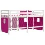 High bed for children with pink pine wood curtains 90x190 cm by , Beds and slatted bases - Ref: Foro24-3283831, Price: 204,26...
