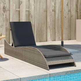 Synthetic rattan sun lounger with gray cushion 60x205x73 cm by , Loungers - Ref: Foro24-368280, Price: 156,60 €, Discount: %