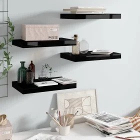 Floating wall shelf 4 pcs glossy black MDF 40x23x3.8 cm by vidaXL, Shelves and shelves - Ref: Foro24-323765, Price: 37,79 €, ...