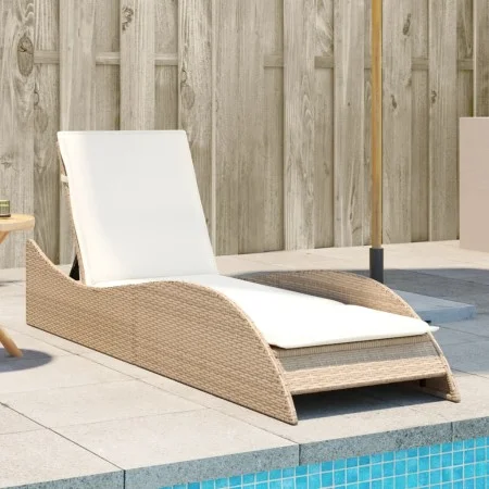 Sun lounger with beige synthetic rattan cushion 60x205x73 cm by , Loungers - Ref: Foro24-368282, Price: 165,77 €, Discount: %