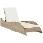 Sun lounger with beige synthetic rattan cushion 60x205x73 cm by , Loungers - Ref: Foro24-368282, Price: 165,77 €, Discount: %