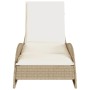 Sun lounger with beige synthetic rattan cushion 60x205x73 cm by , Loungers - Ref: Foro24-368282, Price: 169,46 €, Discount: %