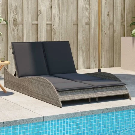 Synthetic rattan sun lounger with grey cushions 114x205x73 cm by , Loungers - Ref: Foro24-368289, Price: 293,24 €, Discount: %