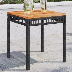 Synthetic rattan garden table with black acacia wood, 38x38x42 cm. by , Garden tables - Ref: Foro24-365864, Price: 35,47 €, D...