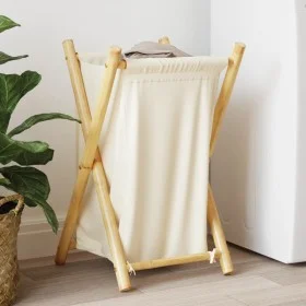 Weiß-cremefarbener Wäschekorb aus Bambus, 41,5x36x63,5 cm. von , Wäschekörbe - Ref: Foro24-368034, Preis: 26,52 €, Rabatt: %