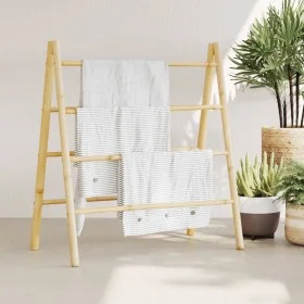 Double towel ladder with 4 bamboo steps 90x50x100 cm by , Towel racks - Ref: Foro24-368036, Price: 38,42 €, Discount: %