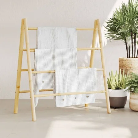 Double towel ladder with 4 bamboo steps 90x50x100 cm by , Towel racks - Ref: Foro24-368036, Price: 38,42 €, Discount: %