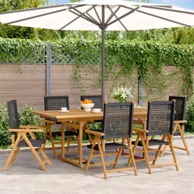 Set de comedor de jardín 7 pzas ratán PE madera acacia negro by , Garden sets - Ref: Foro24-3281730, Price: 743,64 €, Discoun...