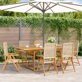 Set de comedor de jardín 7 pzas ratán PE madera maciza beige by , Garden sets - Ref: Foro24-3281732, Price: 770,62 €, Discoun...