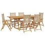 Set de comedor de jardín 7 pzas ratán PE madera maciza beige de , Conjuntos de jardín - Ref: Foro24-3281732, Precio: 770,55 €...