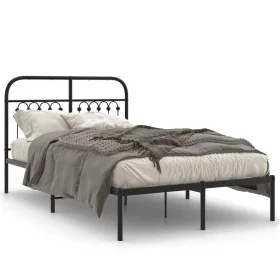 Bettgestell mit schwarzem Metall-Kopfteil 120x190 cm von , Betten und Lattenroste - Ref: Foro24-376597, Preis: 92,38 €, Rabat...