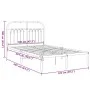 Metal bed frame with white headboard 120x200 cm by , Beds and slatted bases - Ref: Foro24-376647, Price: 116,93 €, Discount: %