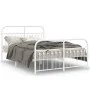 Estructura cama con cabecero y estribo metal blanco 137x190 cm de , Camas y somieres - Ref: Foro24-376666, Precio: 119,78 €, ...