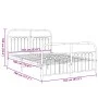 Bed frame with white metal headboard and footboard 137x190 cm by , Beds and slatted bases - Ref: Foro24-376666, Price: 119,78...
