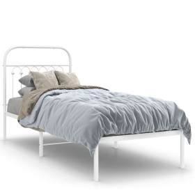Metallbettgestell mit weißem Kopfteil 75x190 cm von , Betten und Lattenroste - Ref: Foro24-376639, Preis: 60,80 €, Rabatt: %