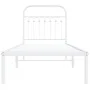Metal bed frame with white headboard 75x190 cm by , Beds and slatted bases - Ref: Foro24-376639, Price: 60,04 €, Discount: %