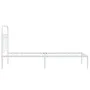 Metal bed frame with white headboard 75x190 cm by , Beds and slatted bases - Ref: Foro24-376639, Price: 60,04 €, Discount: %