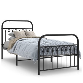 Bettgestell mit schwarzem Metallkopfteil und Fußteil 90x200 cm von , Betten und Lattenroste - Ref: Foro24-376611, Preis: 98,1...