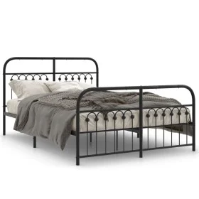 Bed frame with black metal headboard and footboard 140x190 cm by , Beds and slatted bases - Ref: Foro24-376618, Price: 126,12...