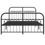 Bed frame with black metal headboard and footboard 140x190 cm by , Beds and slatted bases - Ref: Foro24-376618, Price: 126,12...