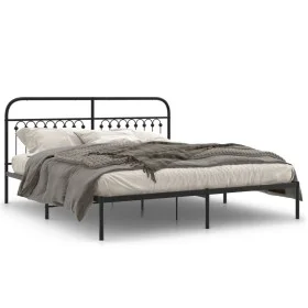 Bed frame with black metal headboard 183x213 cm by , Beds and slatted bases - Ref: Foro24-376605, Price: 132,63 €, Discount: %