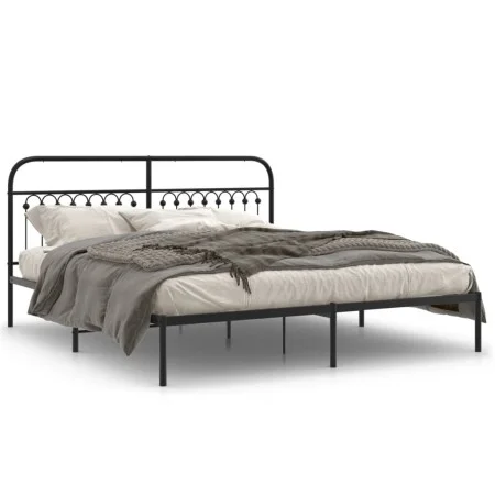 Estructura de cama con cabecero metal negro 183x213 cm de , Camas y somieres - Ref: Foro24-376605, Precio: 132,63 €, Descuent...
