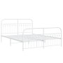 Metal bed frame with white headboard and footboard 160x200 cm by , Beds and slatted bases - Ref: Foro24-376670, Price: 145,96...