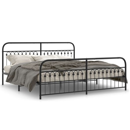 Bed frame with black metal headboard and footboard, 193x203 cm by , Beds and slatted bases - Ref: Foro24-376624, Price: 167,9...