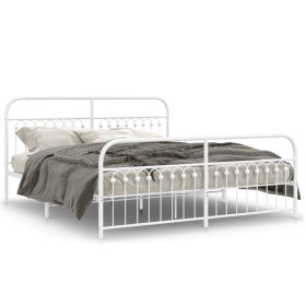 Estructura cama metal con cabecero y pie cama blanco 183x213 cm de , Camas y somieres - Ref: Foro24-376672, Precio: 147,38 €,...
