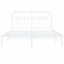 Metal bed frame with white headboard 150x200 cm by , Beds and slatted bases - Ref: Foro24-376651, Price: 123,20 €, Discount: %
