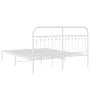 Metal bed frame with white headboard 150x200 cm by , Beds and slatted bases - Ref: Foro24-376651, Price: 123,20 €, Discount: %