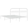 Metallbettgestell mit weißem Kopfteil 150x200 cm von , Betten und Lattenroste - Ref: Foro24-376651, Preis: 125,19 €, Rabatt: %