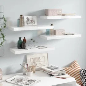 Floating wall shelf 4 pcs glossy white MDF 60x23.5x3.8cm by vidaXL, Shelves and shelves - Ref: Foro24-323750, Price: 62,75 €,...