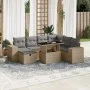 Set de sofás de jardín y cojines 8 piezas ratán sintético beige by , Garden sets - Ref: Foro24-3275319, Price: 556,68 €, Disc...