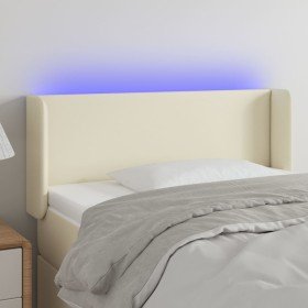 Cabecero con LED cuero sintético crema 83x16x78/88 cm