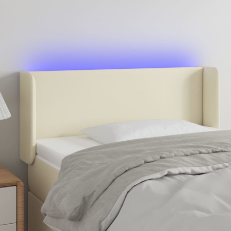 Cabecero con LED cuero sintético crema 83x16x78/88 cm
