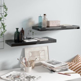 Estante flotante de pared 2 uds MDF negro brillo 60x23,5x3,8 cm by vidaXL, Shelves and shelves - Ref: Foro24-323770, Price: 3...