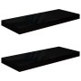 Estante flotante de pared 2 uds MDF negro brillo 60x23,5x3,8 cm