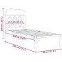 Bed frame with black metal headboard 75x190 cm by , Beds and slatted bases - Ref: Foro24-377107, Price: 61,27 €, Discount: %