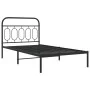 Bed frame with black metal headboard 100x190 cm by , Beds and slatted bases - Ref: Foro24-377111, Price: 65,28 €, Discount: %
