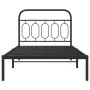 Bed frame with black metal headboard 100x190 cm by , Beds and slatted bases - Ref: Foro24-377111, Price: 65,28 €, Discount: %