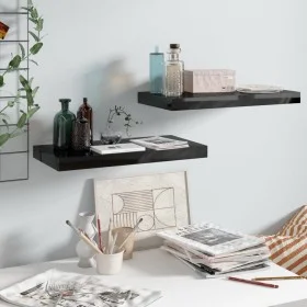 Floating wall shelf 2 pcs Glossy black MDF 50x23x3.8 cm by vidaXL, Shelves and shelves - Ref: Foro24-323767, Price: 28,18 €, ...