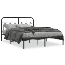 Estructura de cama con cabecero metal negro 140x200 cm de , Camas y somieres - Ref: Foro24-377118, Precio: 112,77 €, Descuent...