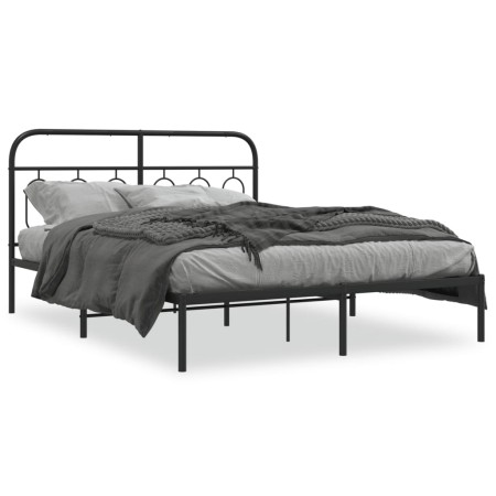 Bed frame with black metal headboard 140x200 cm by , Beds and slatted bases - Ref: Foro24-377118, Price: 112,77 €, Discount: %