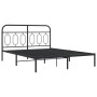 Bed frame with black metal headboard 140x200 cm by , Beds and slatted bases - Ref: Foro24-377118, Price: 112,77 €, Discount: %