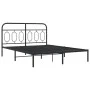 Bed frame with black metal headboard 140x200 cm by , Beds and slatted bases - Ref: Foro24-377118, Price: 111,07 €, Discount: %