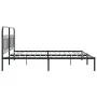 Bed frame with black metal headboard 200x200 cm by , Beds and slatted bases - Ref: Foro24-377124, Price: 135,86 €, Discount: %