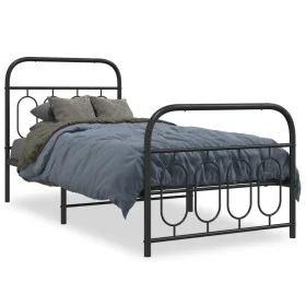 Bettgestell mit schwarzem Metallkopfteil und Fußteil 80x200 cm von , Betten und Lattenroste - Ref: Foro24-377126, Preis: 81,0...
