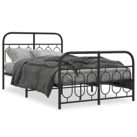 Bettgestell mit schwarzem Metallkopf- und Fußteil 120x190 cm von , Betten und Lattenroste - Ref: Foro24-377132, Preis: 127,68...